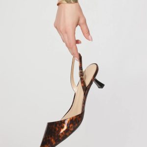 Patent Tortoise Slingback Pump