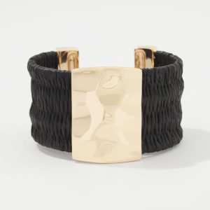 Black Raffia + Gold Cuff