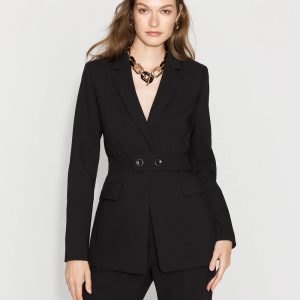 Belted One-Button Blazer