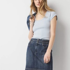 Braided Denim Mini Skirt