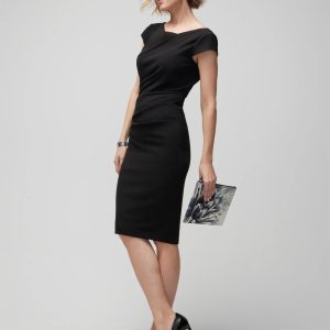 Cap Sleeve Draped Sheath Dress