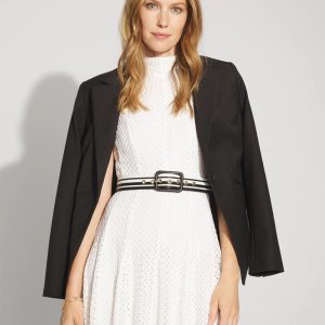 Black +White Faux Leather Belt