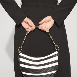 Black + White Crescent Shoulder Bag