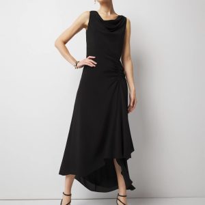Cowl Neck Ruched Midi Dress