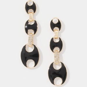 Black Mariner Links & Pavé Earrings