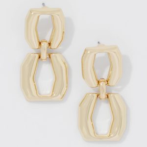 Gold Double Links Drop Earrings