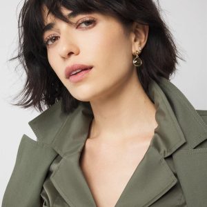 Olive + Gold Drop Earrings