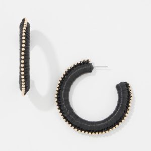 Gold + Black Raffia Hoop Earrings