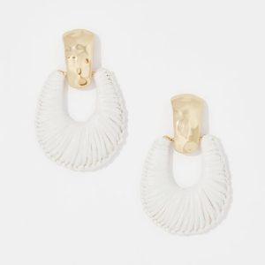 Gold + Ecru Raffia Drop Earrings