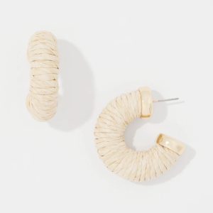 Natural Raffia Hoop Earrings
