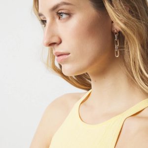 Mixed Metal Links Drop Earrings