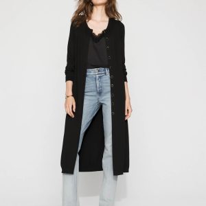 Button-Front Duster Cardigan Sweater