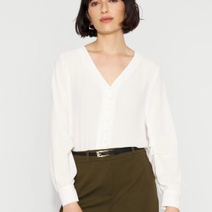 Long-Sleeve Button-Up Blouse