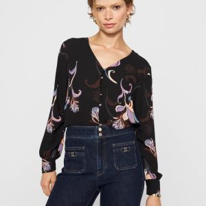 Long-Sleeve Button-Up Blouse