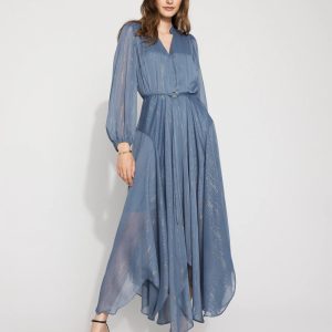 Chiffon + Lurex Maxi Dress