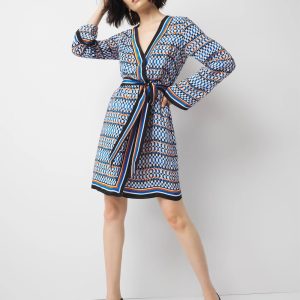 Long-Sleeve Surplice Mini Dress