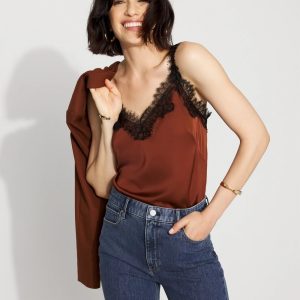 Lace Trimmed Satin Camisole