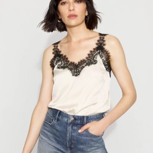 Petite Lace Trimmed Satin Camisole