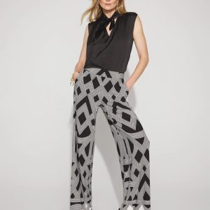 Geometric Print Matte Jersey Wide-Leg Pant