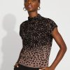 Mock Neck Ombre Animal-Print Sweater