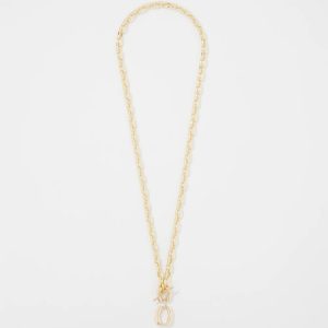 Gold Double Links Toggle Necklace
