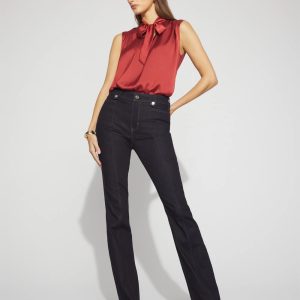 High-Rise Tab-Waist Bootcut Jean