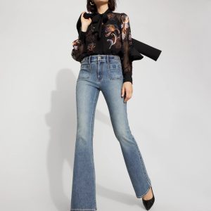 High-Rise Novelty Waistband Flare Jean