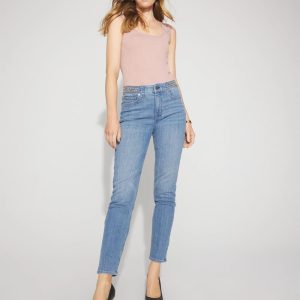 Studded Detail High-Rise Slim Cropped Jean