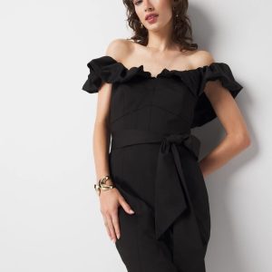 Petite Off-the-Shoulder Poplin Mini Dress