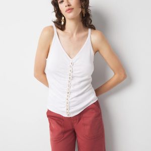 Ruched Hardware Sweater Tank
