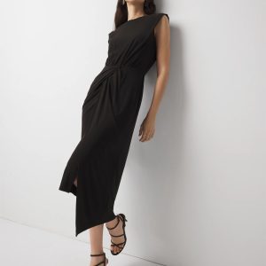 Asymmetric Draped Sheath Dress