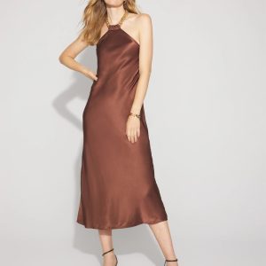 Petite Chain Detail Satin Slip Dress