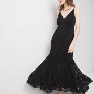Chiffon Burnout Maxi Dress