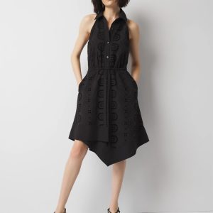 Cotton Eyelet Asymmetric Dress