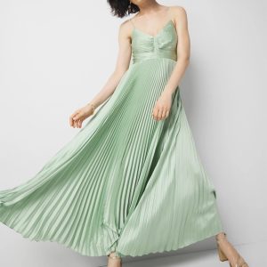 Satin Pleated Maxi Dress