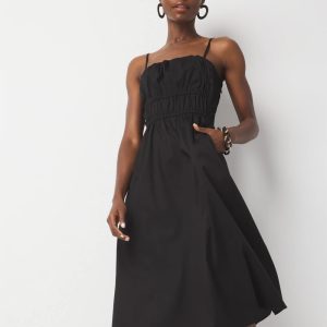 Petite Poplin Tie Back Midi Dress