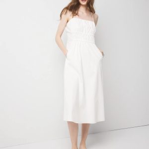 Petite Poplin Tie Back Midi Dress