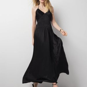 Petite Satin Halter Maxi Dress