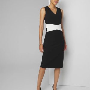 Sleeveless Cross-Front Sheath Dress