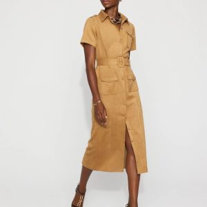 Petite Faux Suede Shirt Dress