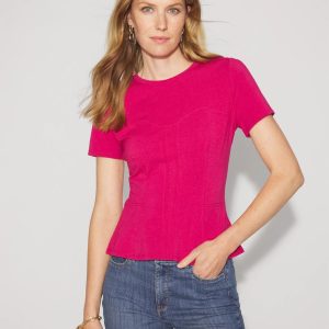 Short Sleeve Seamed Peplum Tee