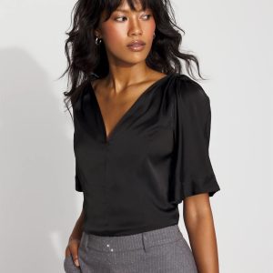 Satin Twist-Shoulder Top