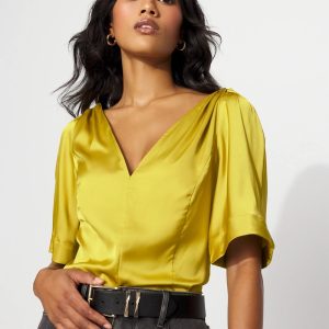 Satin Twist-Shoulder Top