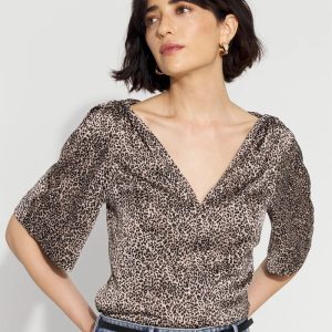 Satin Twist-Shoulder Top