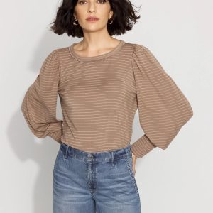 Long Sleeve Tee with Smocked Cuffs