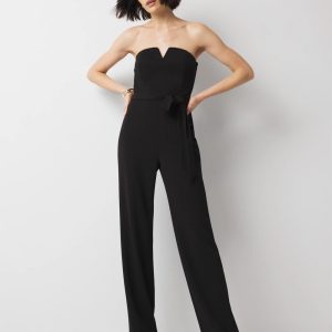 Strapless V-Neck Wide Leg Jumpsuit