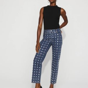 Extra High-Rise Studded Straight Leg Jean