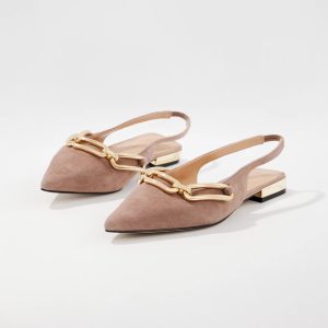 Suede Chain-Detail Slingback