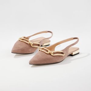 Suede Chain-Detail Slingback