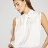 Bubble Hem Tie-Neck Shell